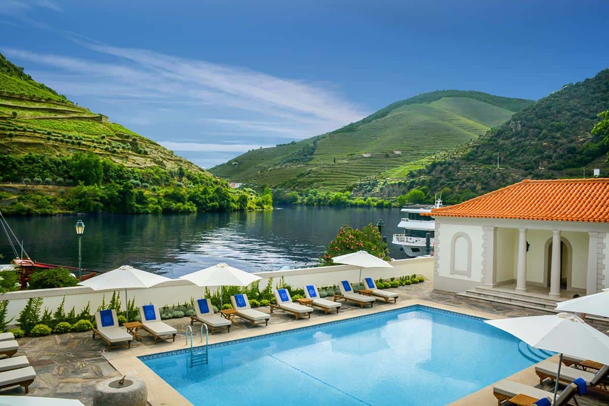 View from the Hotel terrace, towards the river Douro and the hotel swimming pool