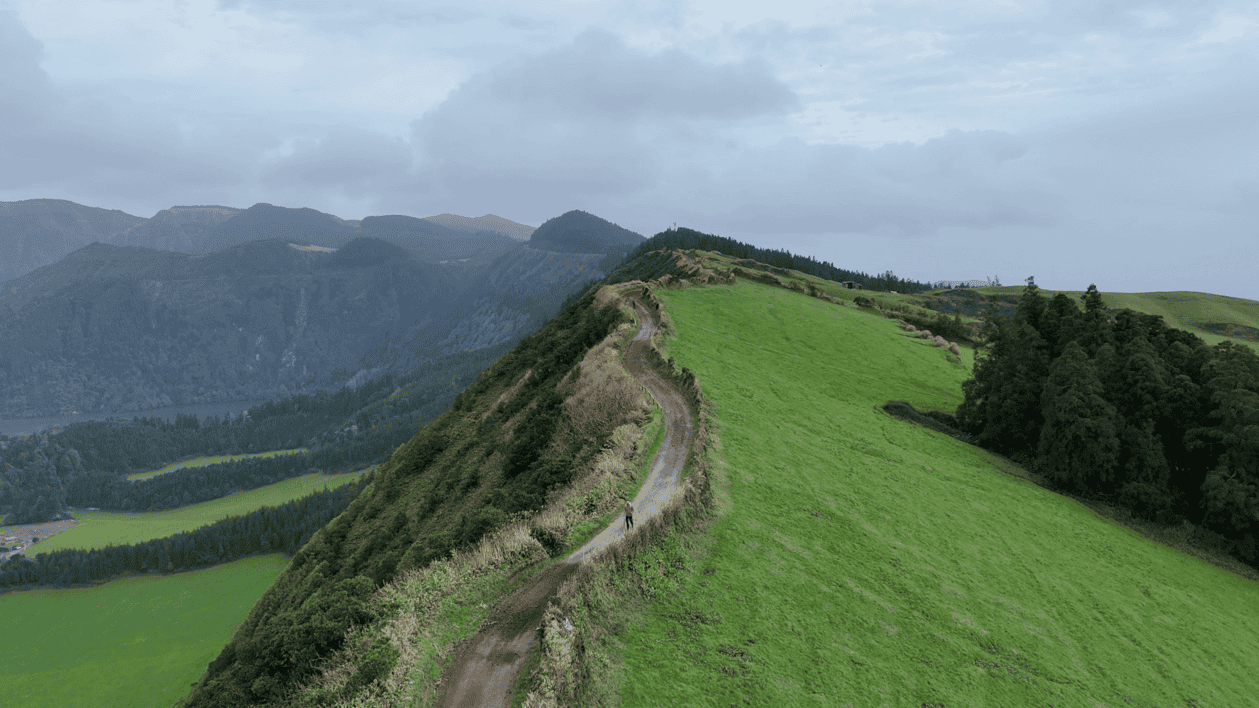 Self-guided hiking tour on São Miguel Island in the Azores overlooking Sete Cidades crater lake and lush green valleys